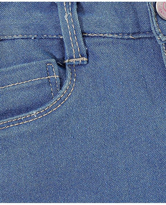 Babyhug Cotton Full Length Stretchable Denim Jeans - Medium Blue