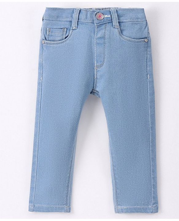 Babyhug Cotton Full Length Denim Jeans - Light Blue