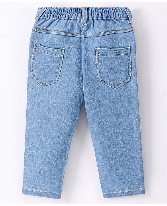 Babyhug Cotton Full Length Denim Jeans - Light Blue