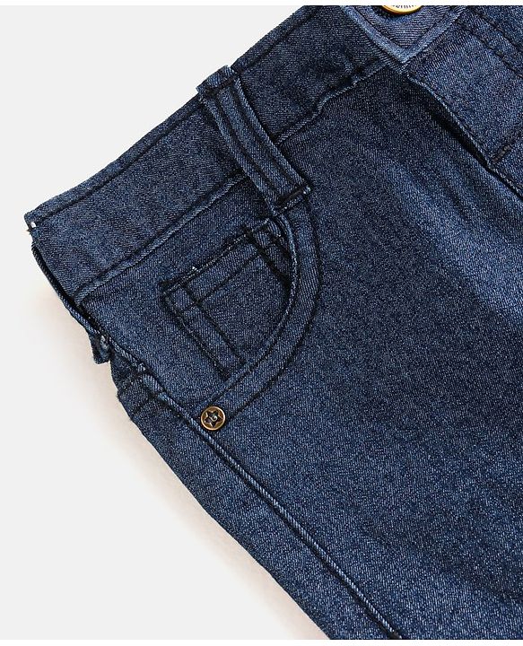 Babyhug Denim Full Length Stretchable Jeans Solid Color   Fly With Zipper -  Dark Blue