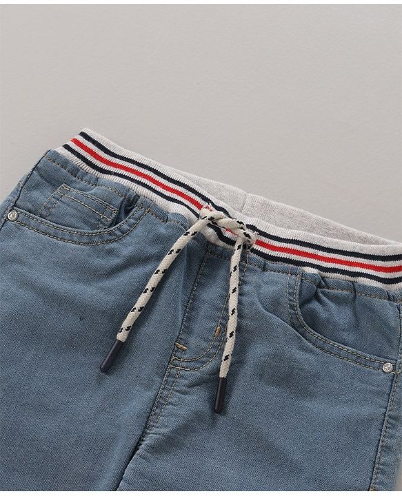 Babyhug Cotton Stretchable Full Length Washed Joggers - Dark Blue