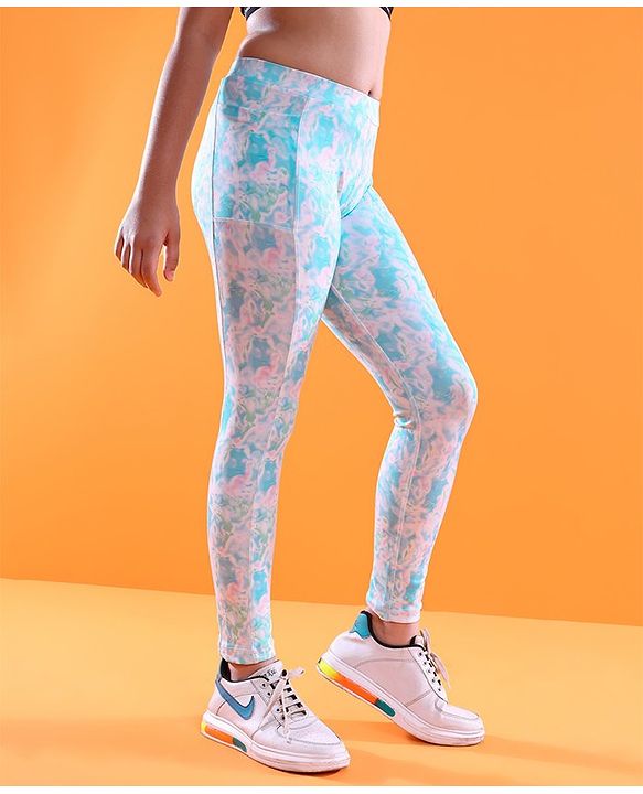 Pine Active Full Length Tie Dye Effect Legging - Blue