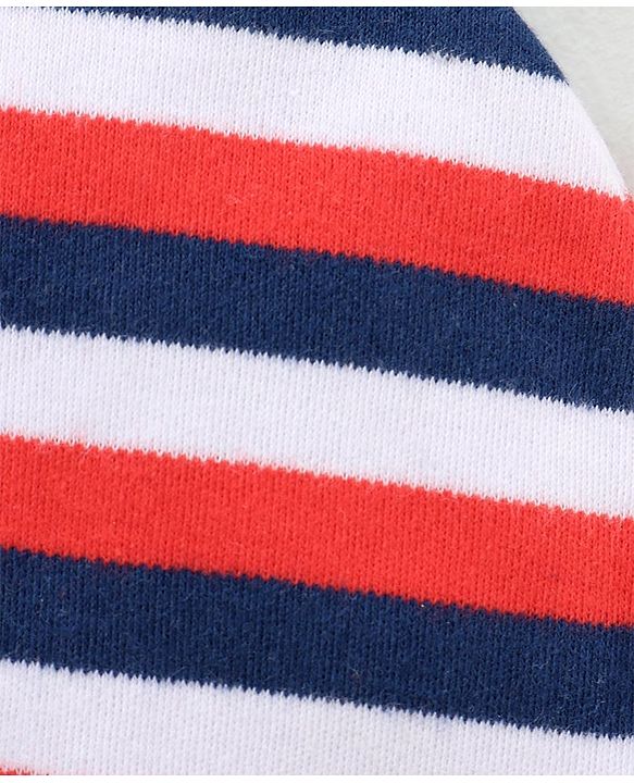 Babyhug 100% Cotton Cap Mittens & Booties Striped Red -  Diameter 12 cm