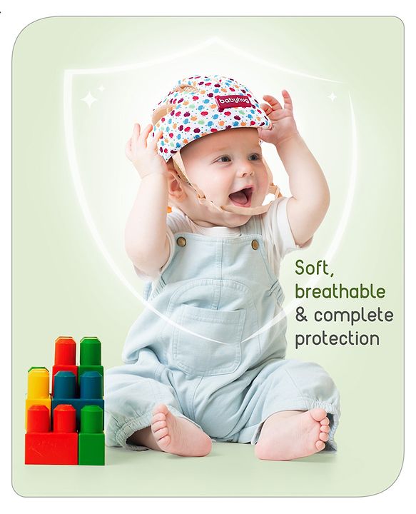 Babyhug Premium Baby Safety Apple Print Helmet - Multicolour