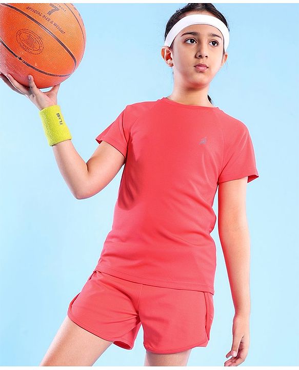 Pine Active Lycra T-shirt and Shorts Set - Red