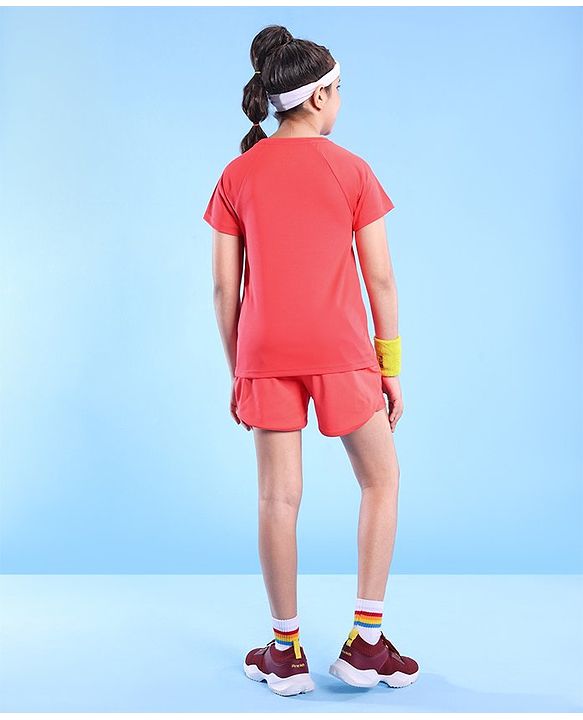 Pine Active Lycra T-shirt and Shorts Set - Red