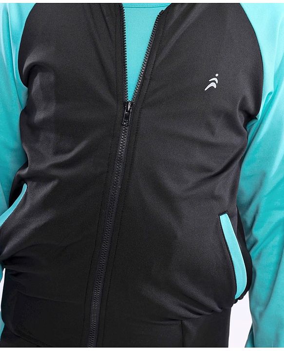 Pine Active High Stretch Breathable Sports Bra Jacket and Leggings 3 Pieces Set - Blue