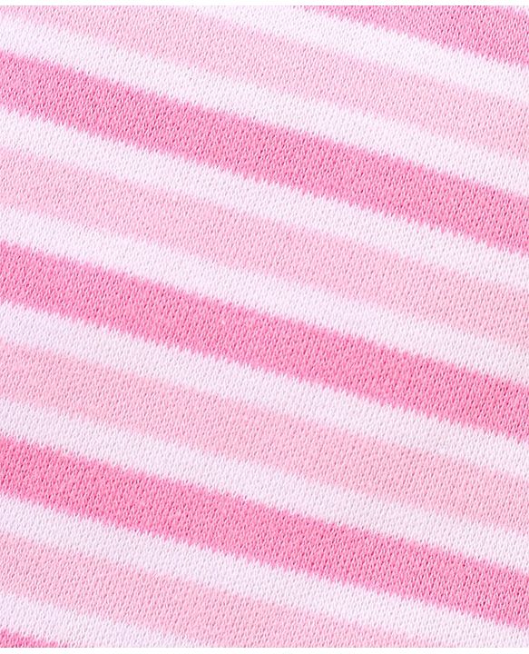 Babyhug 100% Cotton Cap Mittens & Booties Striped Pink - Diameter 15.5 cm
