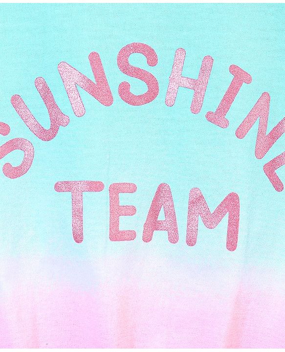 Babyhug Cotton Sleeveless Tee With Bow Detailing & Sunshine Graphics- Light Blue & Pink
