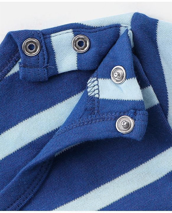 Babyhug 100% Cotton Half Sleeves Onesies Caterpillar and Stripes Print Pack of 3 - Blue & Orange