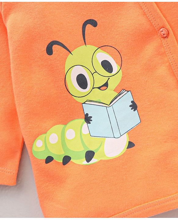 Babyhug 100% Cotton Knit Full Sleeves Vests Striped & Caterpillar Print  Pack of 3 - Multicolour