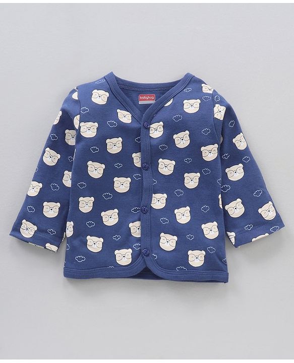 Babyhug 100% Cotton Knit Full Sleeves Vests Striped & Bear Print  Pack of 3 - Multicolour