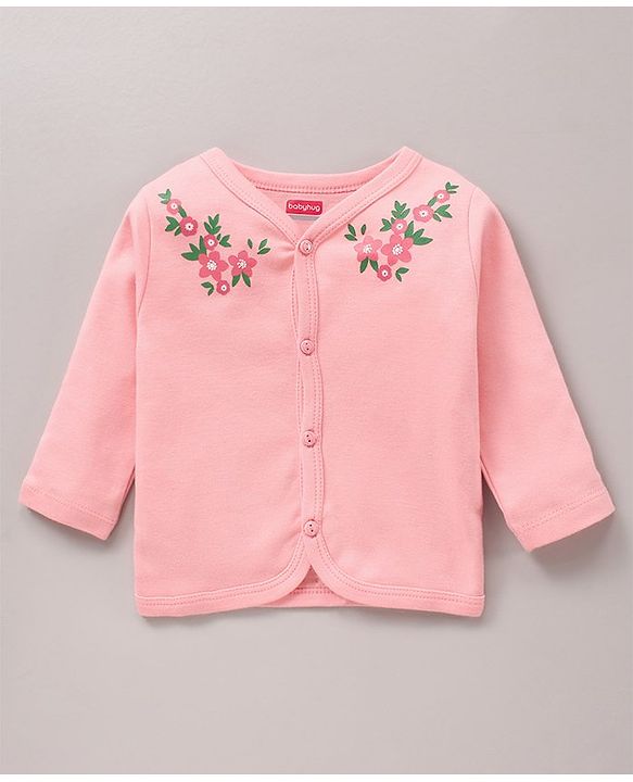 Babyhug 100% Cotton Knit Full Sleeves Vests Floral & Dotted Print Pack of 3 - Multicolour