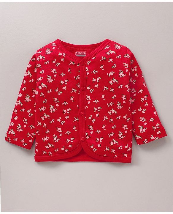 Babyhug 100% Cotton Knit Full Sleeves Vests Floral & Dotted Print Pack of 3 - Multicolour