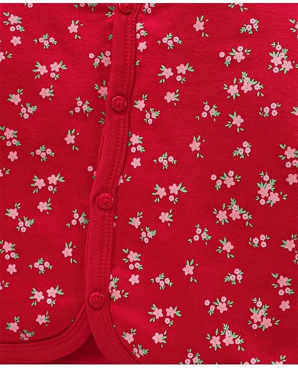 Babyhug 100% Cotton Knit Full Sleeves Vests Floral & Dotted Print Pack of 3 - Multicolour