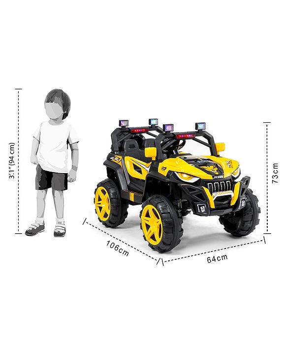 Babyhug Battery Operated Ride On Jeep With Light And Music - Yellow