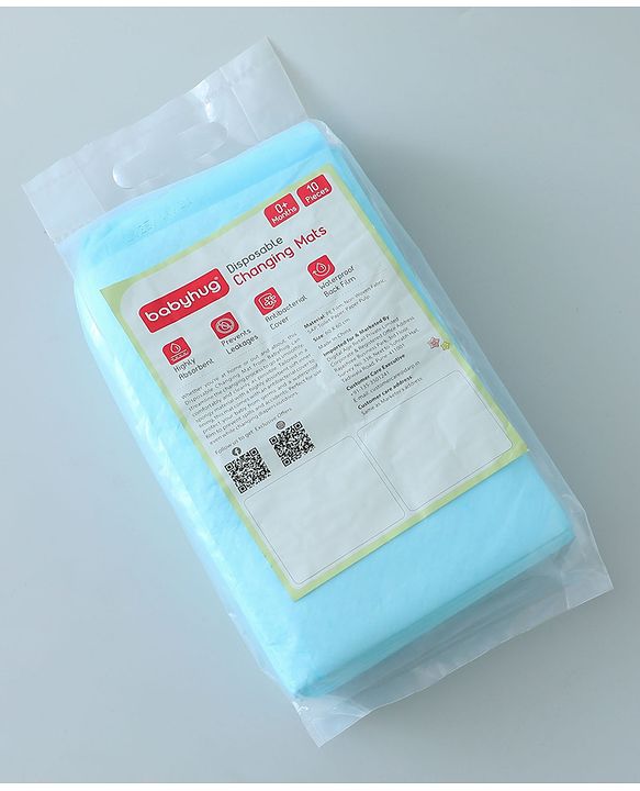 Babyhug Disposable Diaper Changing Mat Medium 10 Pieces - Blue