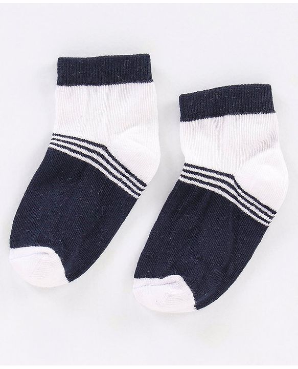 Cute Walk by Babyhug Non Terry Cotton Knit Ankle Length Anti Bacterial Socks Striped Design Pack of 3 - White Yellow & Black
