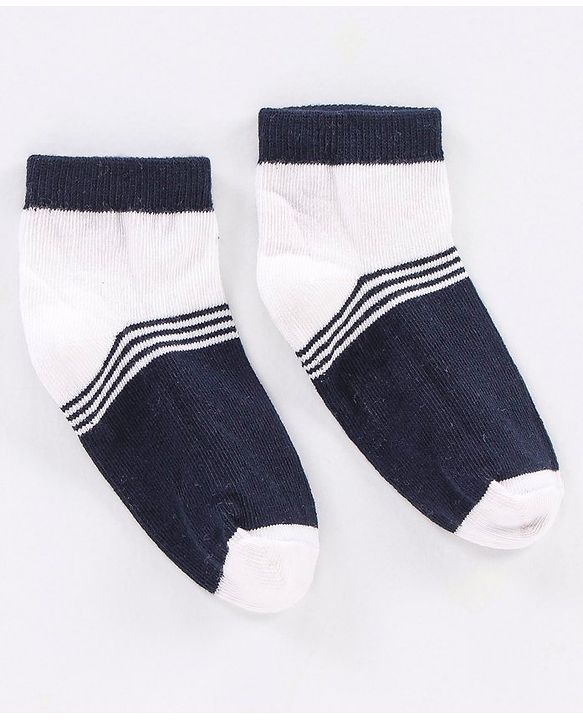 Cute Walk by Babyhug Non Terry Cotton Knit Ankle Length Anti Bacterial Socks Striped Design Pack of 3 - White Yellow & Black