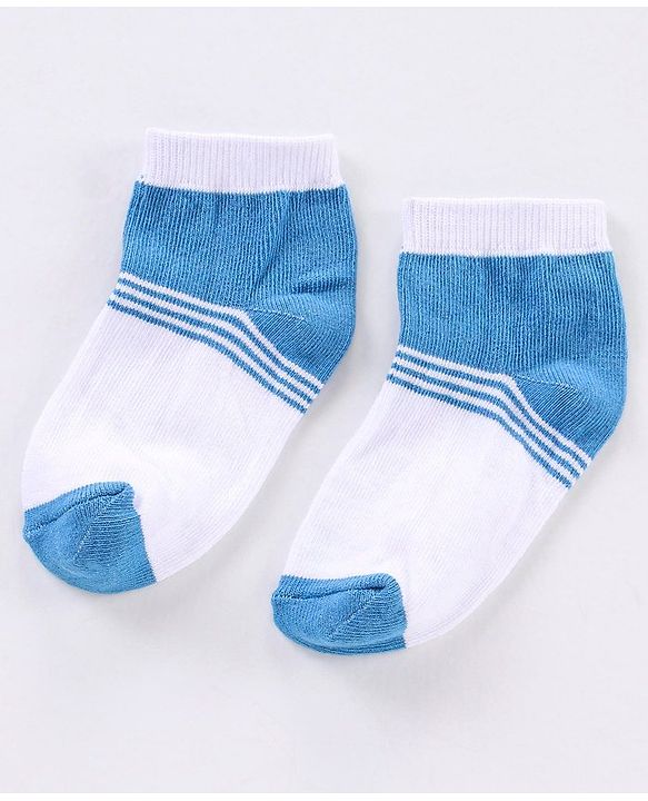 Cute Walk by Babyhug Non Terry Cotton Knit Ankle Length Anti Bacterial Socks Striped Design Pack of 3 - White Yellow & Black