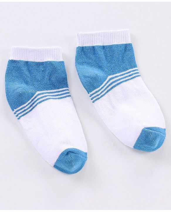 Cute Walk by Babyhug Non Terry Cotton Knit Ankle Length Anti Bacterial Socks Striped Design Pack of 3 - White Yellow & Black