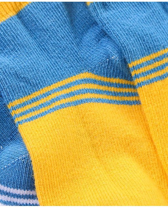 Cute Walk by Babyhug Non Terry Cotton Knit Ankle Length Anti Bacterial Socks Striped Design Pack of 3 - White Yellow & Black