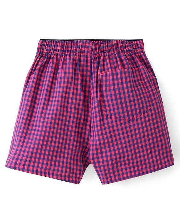 Pine Kids Cotton Woven Above Knee Length Check Boxers Pack of 2 (Colour May Vary)