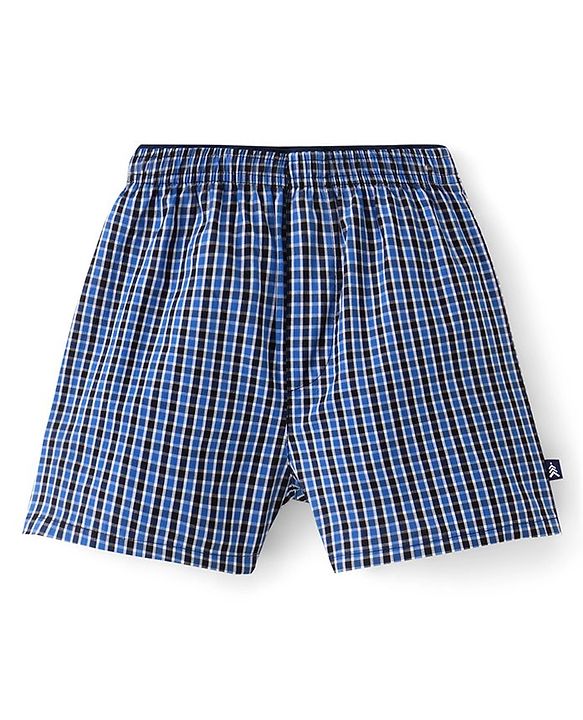 Pine Kids Cotton Woven Above Knee Length Check Boxers Pack of 2 (Colour May Vary)