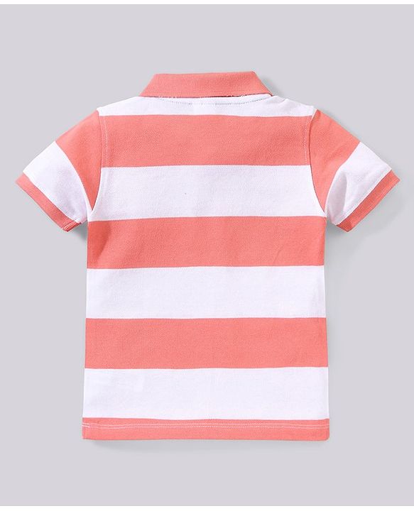 Babyhug Half Sleeves T-Shirt and Denim Shorts Stripes Pattern - Red Blue