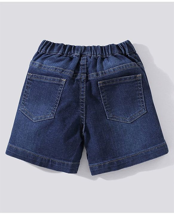 Babyhug Half Sleeves T-Shirt and Denim Shorts Stripes Pattern - Red Blue