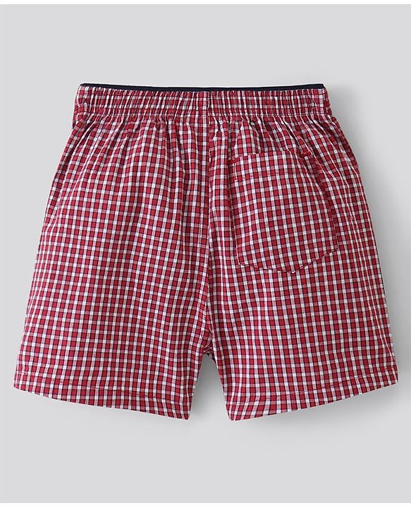 Pine Kids Cotton Woven Above Knee Length Check Boxers Pack of 2 (Colour May Vary)