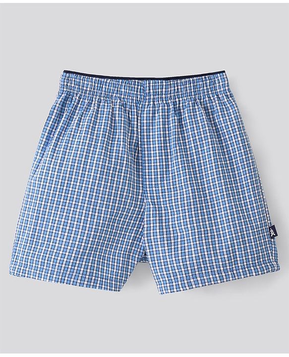 Pine Kids Cotton Woven Check with All Over Sharks Printed Boxers Pack of 2 (Colour May Vary)