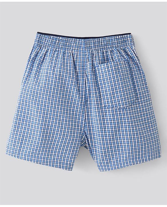 Pine Kids Cotton Woven Check with All Over Sharks Printed Boxers Pack of 2 (Colour May Vary)