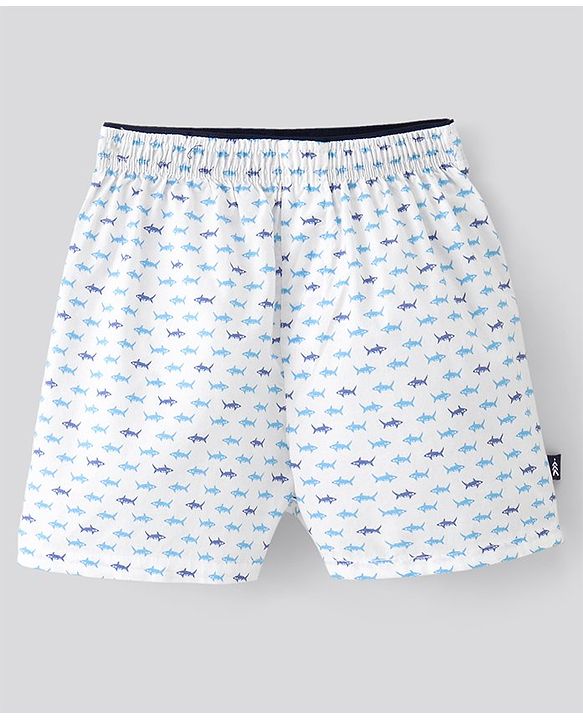 Pine Kids Cotton Woven Check with All Over Sharks Printed Boxers Pack of 2 (Colour May Vary)