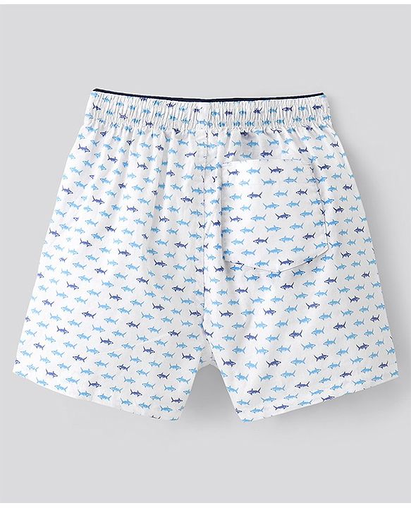 Pine Kids Cotton Woven Check with All Over Sharks Printed Boxers Pack of 2 (Colour May Vary)
