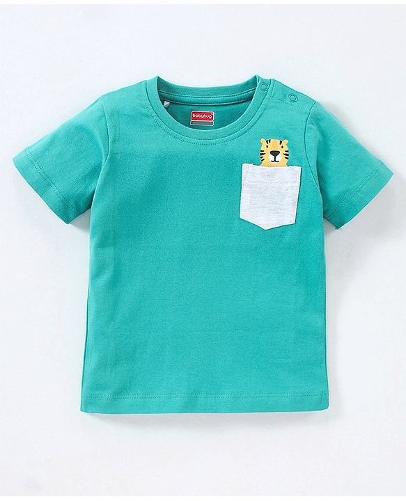 Babyhug Cotton Knit Half Sleeves Striped & Wild Animal Printed T-Shirts Pack of 3 - Blue & Yellow