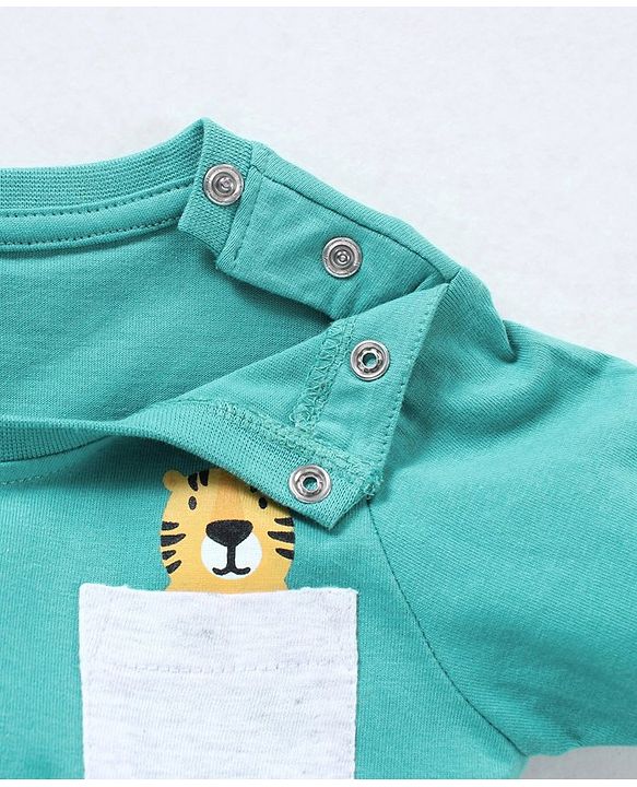 Babyhug Cotton Knit Half Sleeves Striped & Wild Animal Printed T-Shirts Pack of 3 - Blue & Yellow