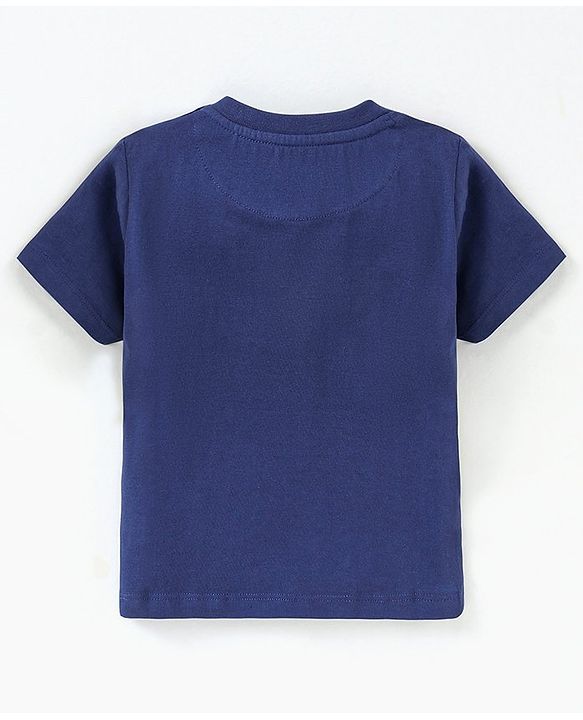 Babyhug Cotton Half Sleeves T-Shirt Dino Print- Navy Blue
