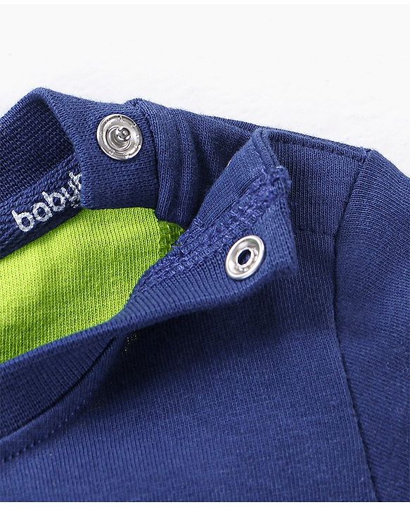 Babyhug Cotton Half Sleeves T-Shirt Dino Print- Navy Blue
