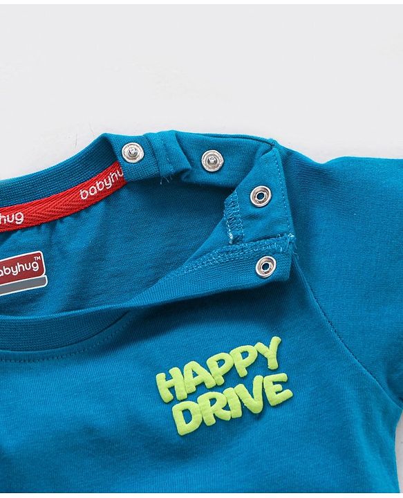 Babyhug Cotton  Half Sleeves T-Shirt Driving Lion Print - Blue