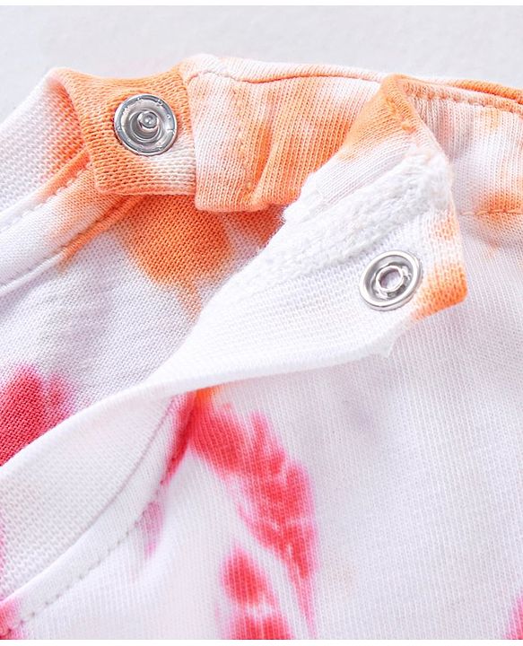 Babyhug Cotton Half Sleeves T-Shirt Tie Dye & Dolphin Print- Red & White