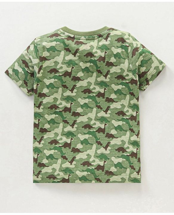 Babyhug Cotton  Half Sleeves T-Shirt Dino Print - Green