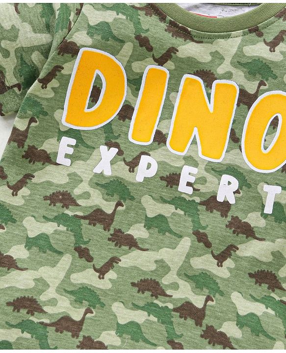 Babyhug Cotton  Half Sleeves T-Shirt Dino Print - Green