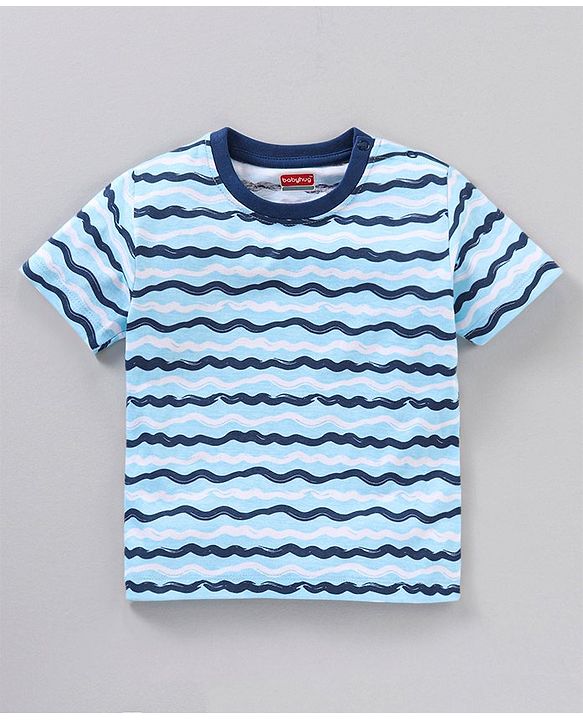 Babyhug Cotton Jersey Knit Half Sleeves Striped T-Shirt Shark Print Pack of 3 - Multicolor