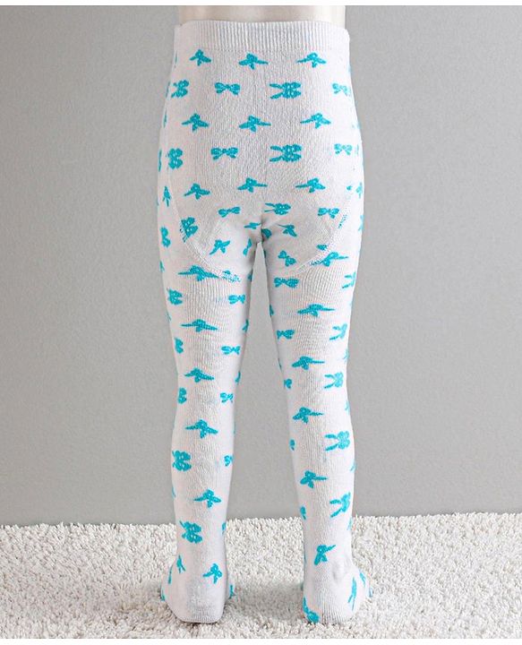 Cutewalk by Babyhug Anti Bacterial Footed Tights Bow Design - White
