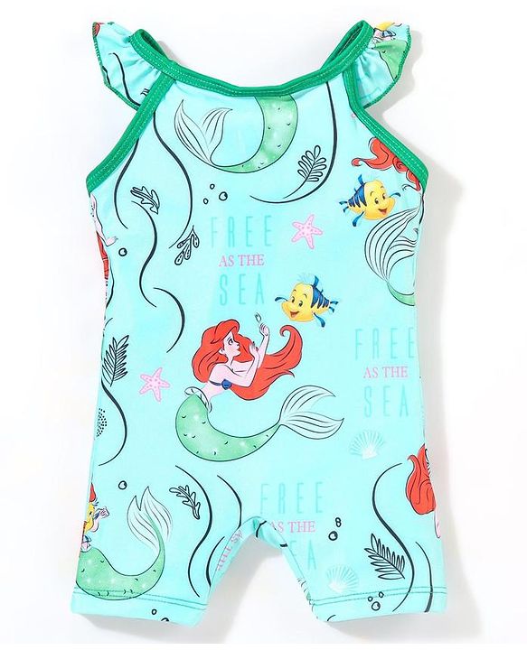 Babyhug Sleeveless Legged Swimsuit Marine Life Print - Blue