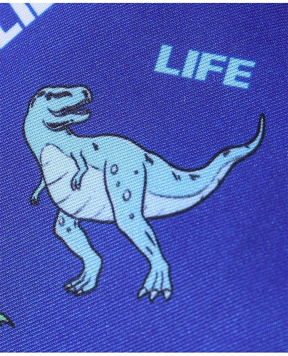 Babyhug Half Sleeves Legged Swimsuit Dino Print - Blue
