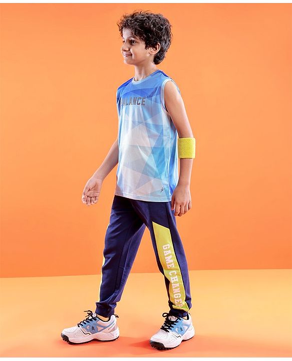 Pine Active Skin Friendly & Breathable Sleeveless Sportswear T-Shirt - Blue