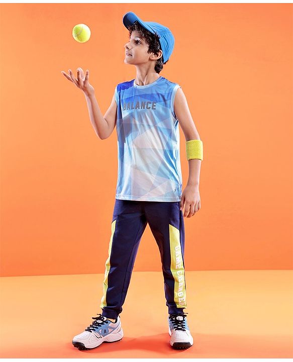 Pine Active Skin Friendly & Breathable Sleeveless Sportswear T-Shirt - Blue