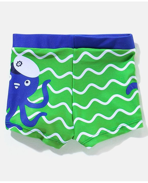 Babyhug Swimming Trunk Octopus Print - Blue & Green